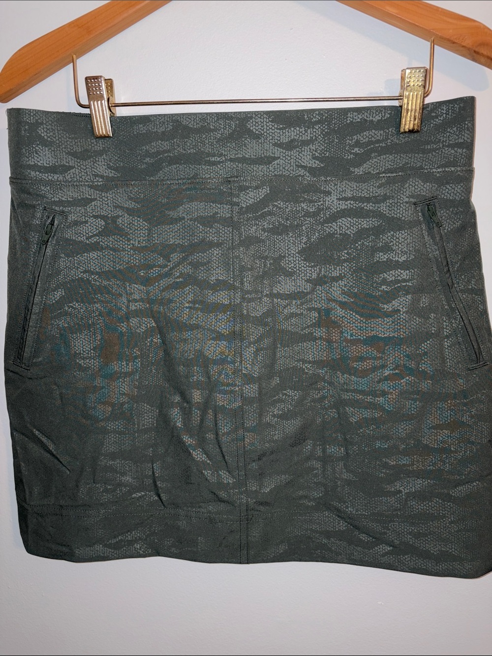 Orvis Olive Textured Mini Skort with Subtle Animal Print